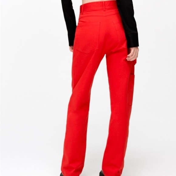 Zara Red Cargo Trouser Pants Jeans For Women Size Small Excellent Condition - Picture 3 of 10